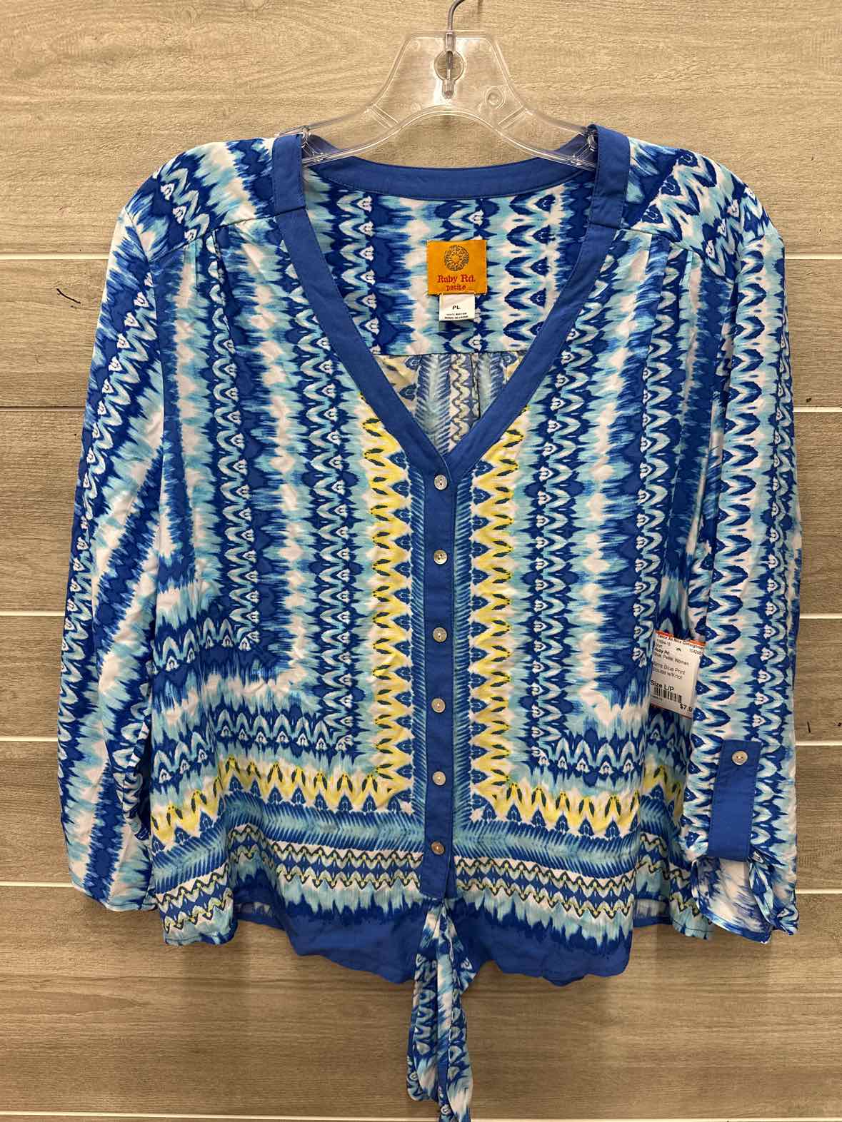 Ruby Rd. Size L/P Blue Petite Shirt