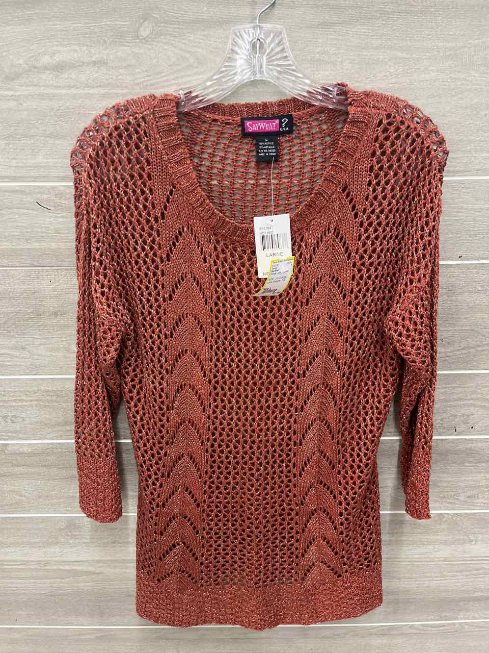 Say What? Size L Orange Junior Sweater