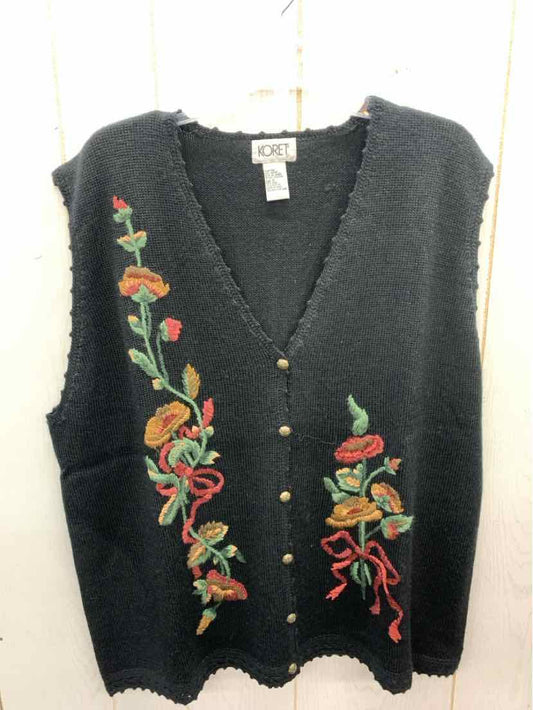 Koret Black Womens Size 1X Vest