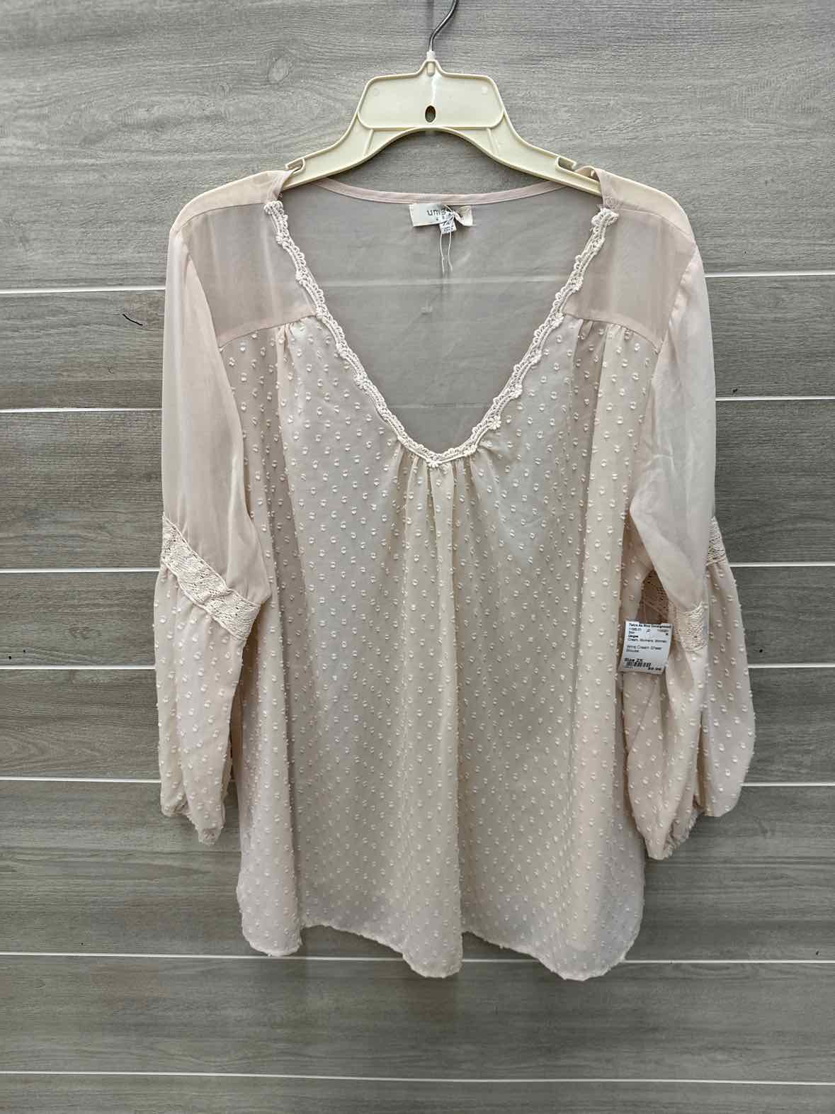 Umgee Cream Womens Women Size 2X Shirt