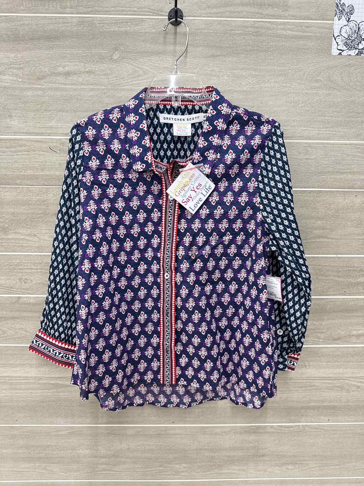 Gretchen Scott Size L/XL Blue Womens Shirt