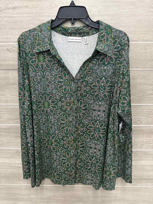 Susan Graver Size 1X/2X Green Plus Shirt