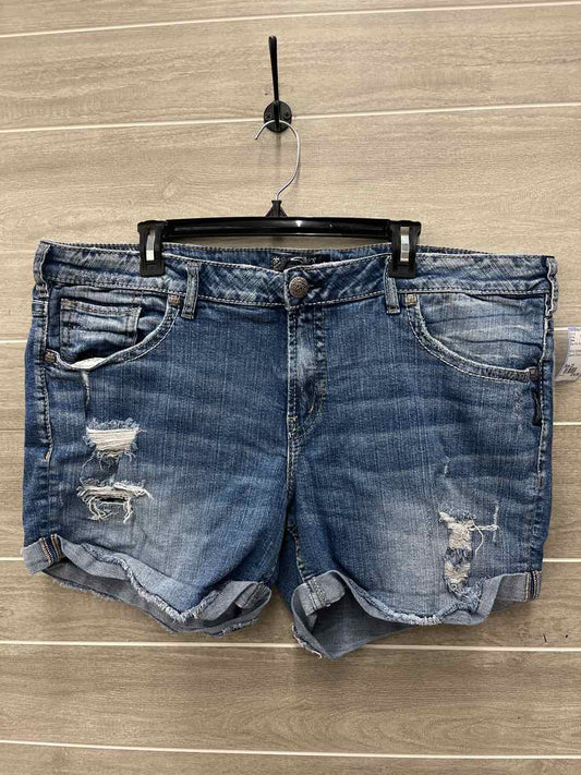 Silver Size 22 Blue Plus Shorts
