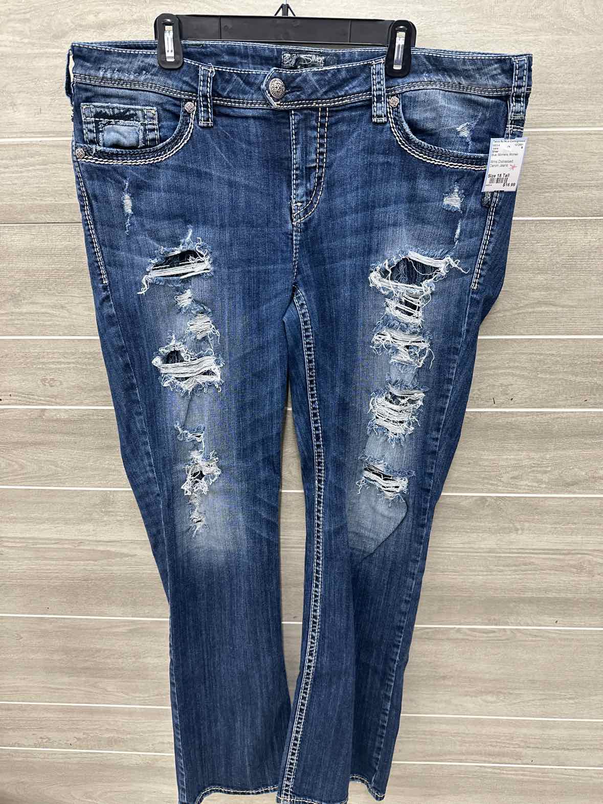 Silver Size 18 Tall Blue Womens Jeans