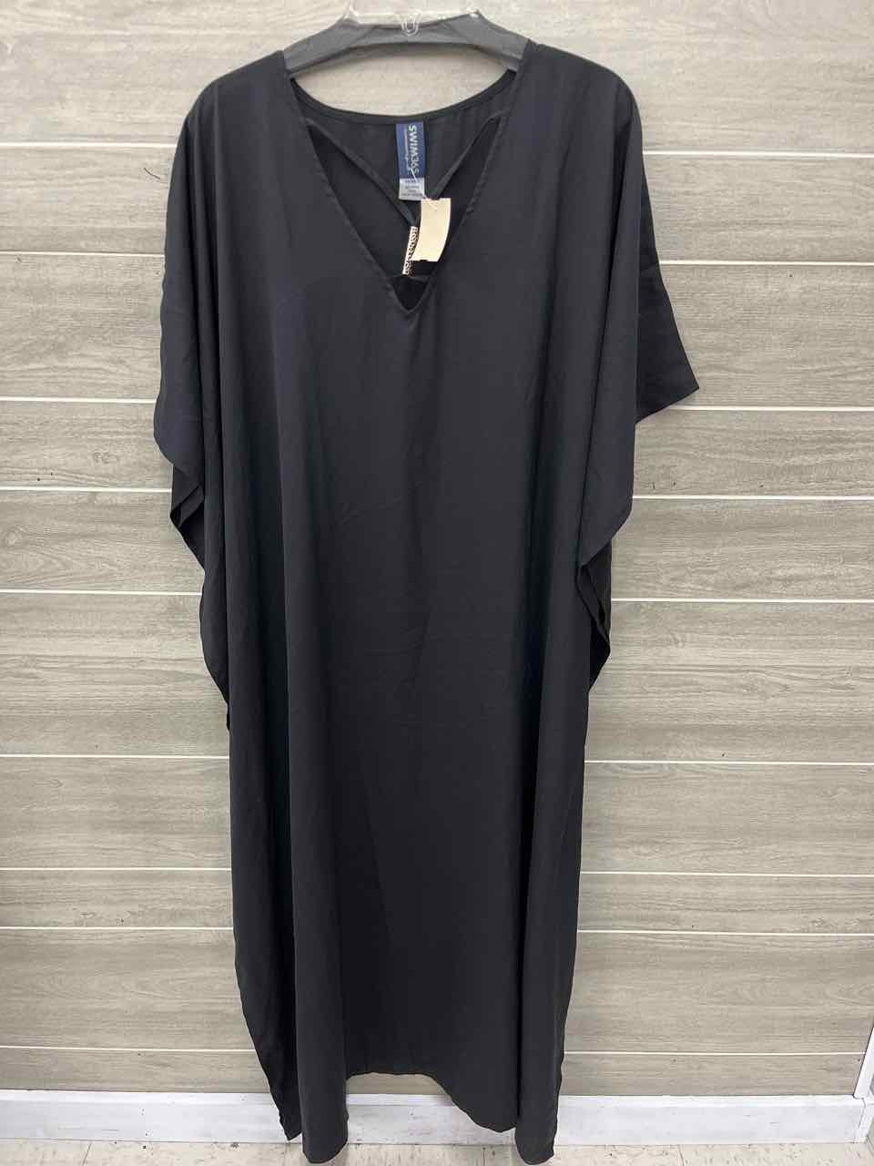 Swimsuits for All Size 22/24 Black Plus Coverup