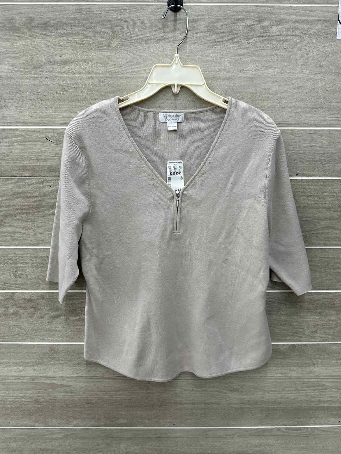Christopher & Banks Size L Tan Womens Sweater
