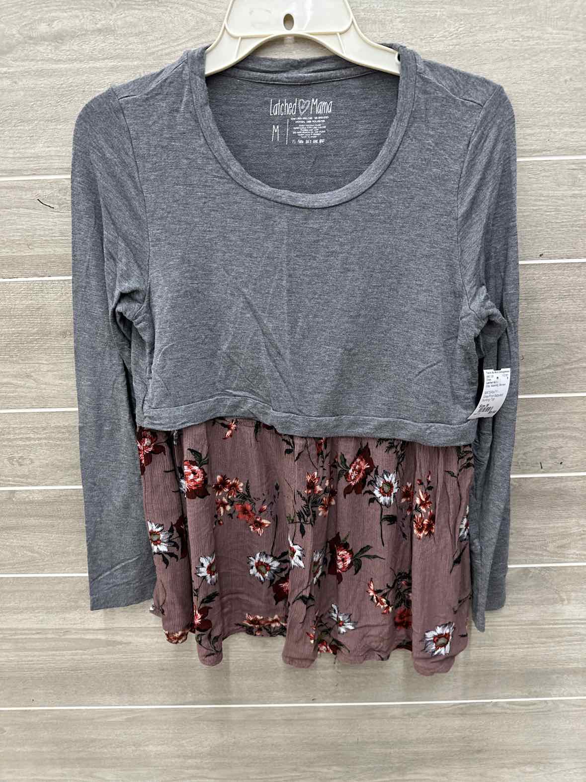 Latched Mama Size M Gray Maternity Dress