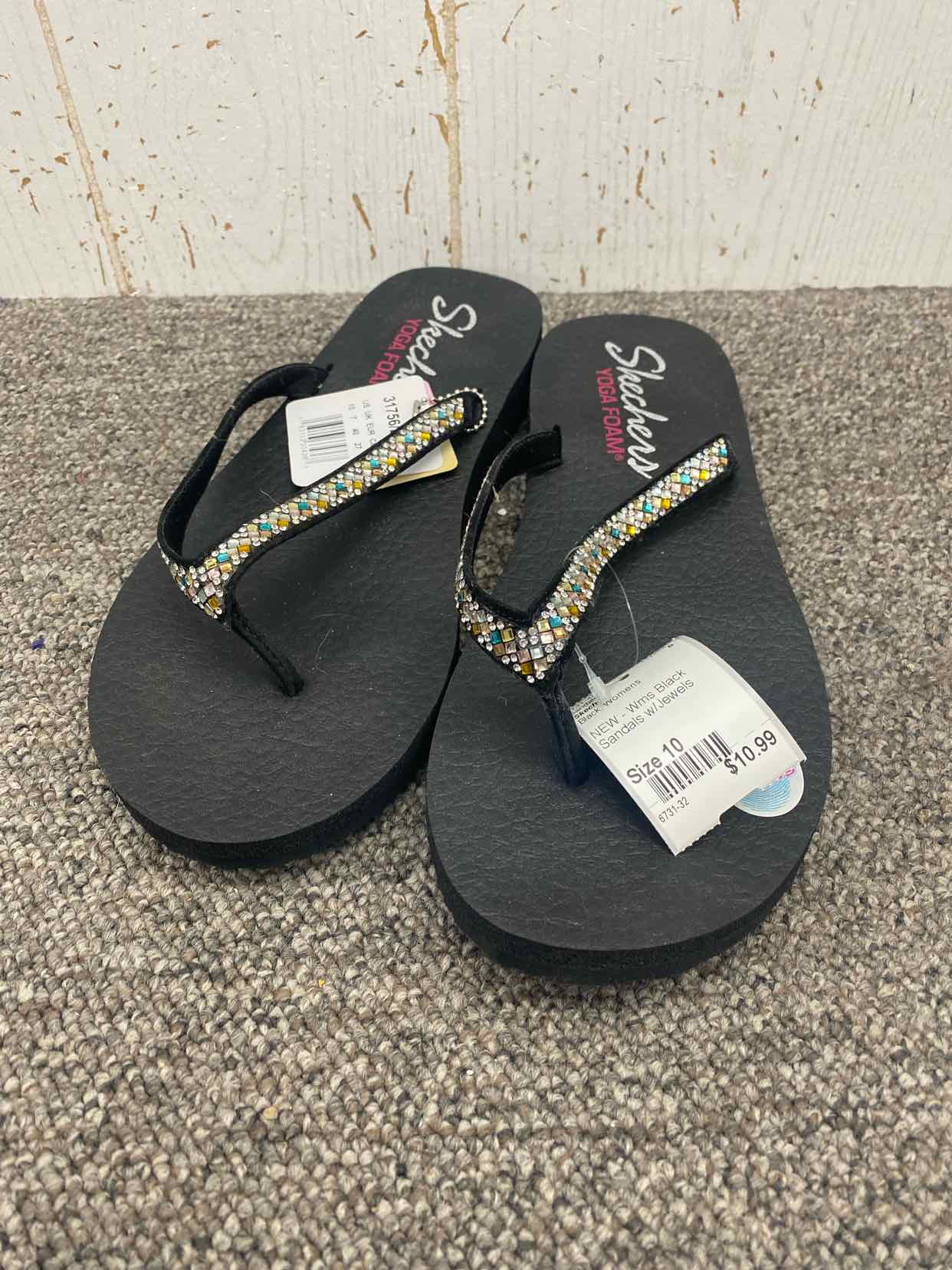 Skechers Black Womens Size 10 Sandals