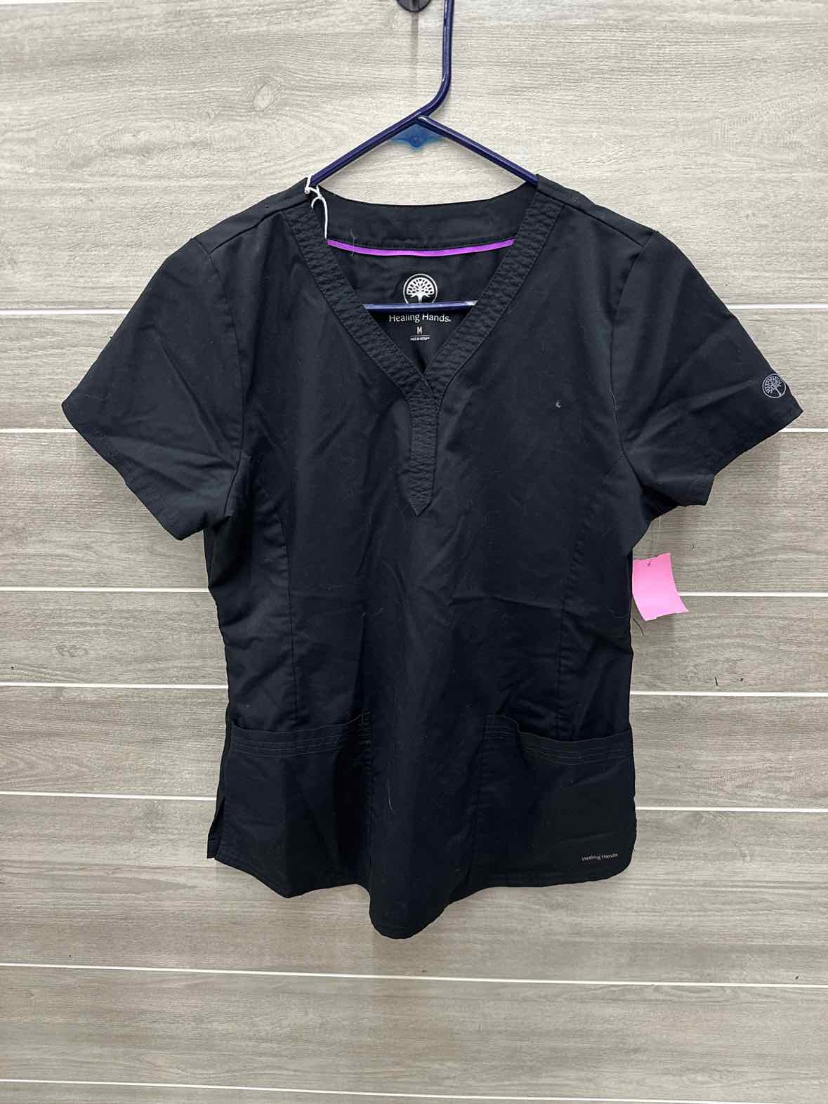Healing Hands Size M Black Womens Scrub Top