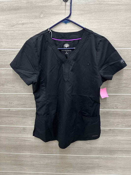 Healing Hands Size M Black Womens Scrub Top