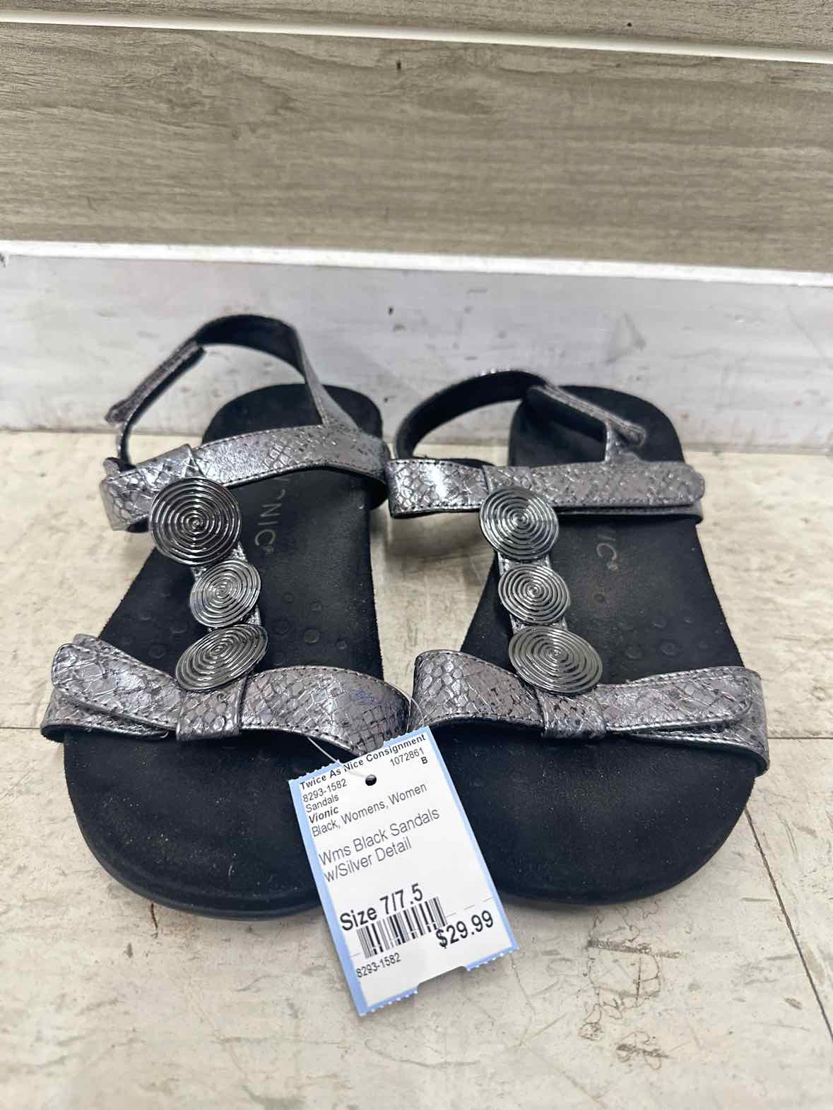 Vionic US Shoe Size 7/7.5 Black Womens Sandals