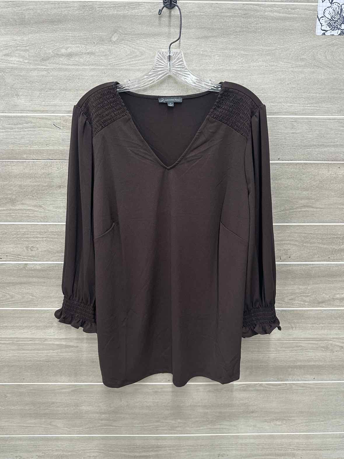 Adrianna Papell Size 1X Brown Plus Shirt