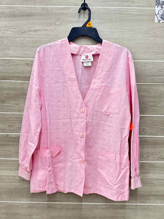 White Cross Pink Womens Women Size Small Scrub Top