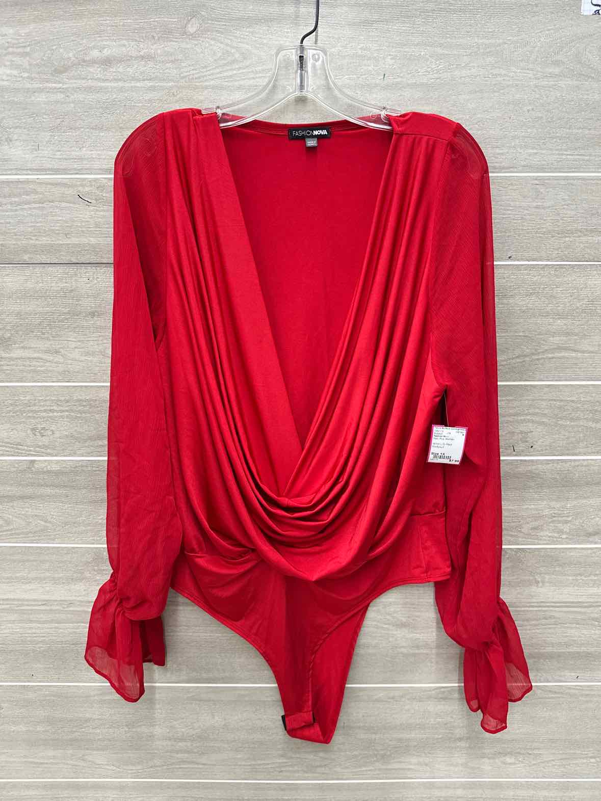 Fashion Nova Size 1X Red Plus Bodysuit