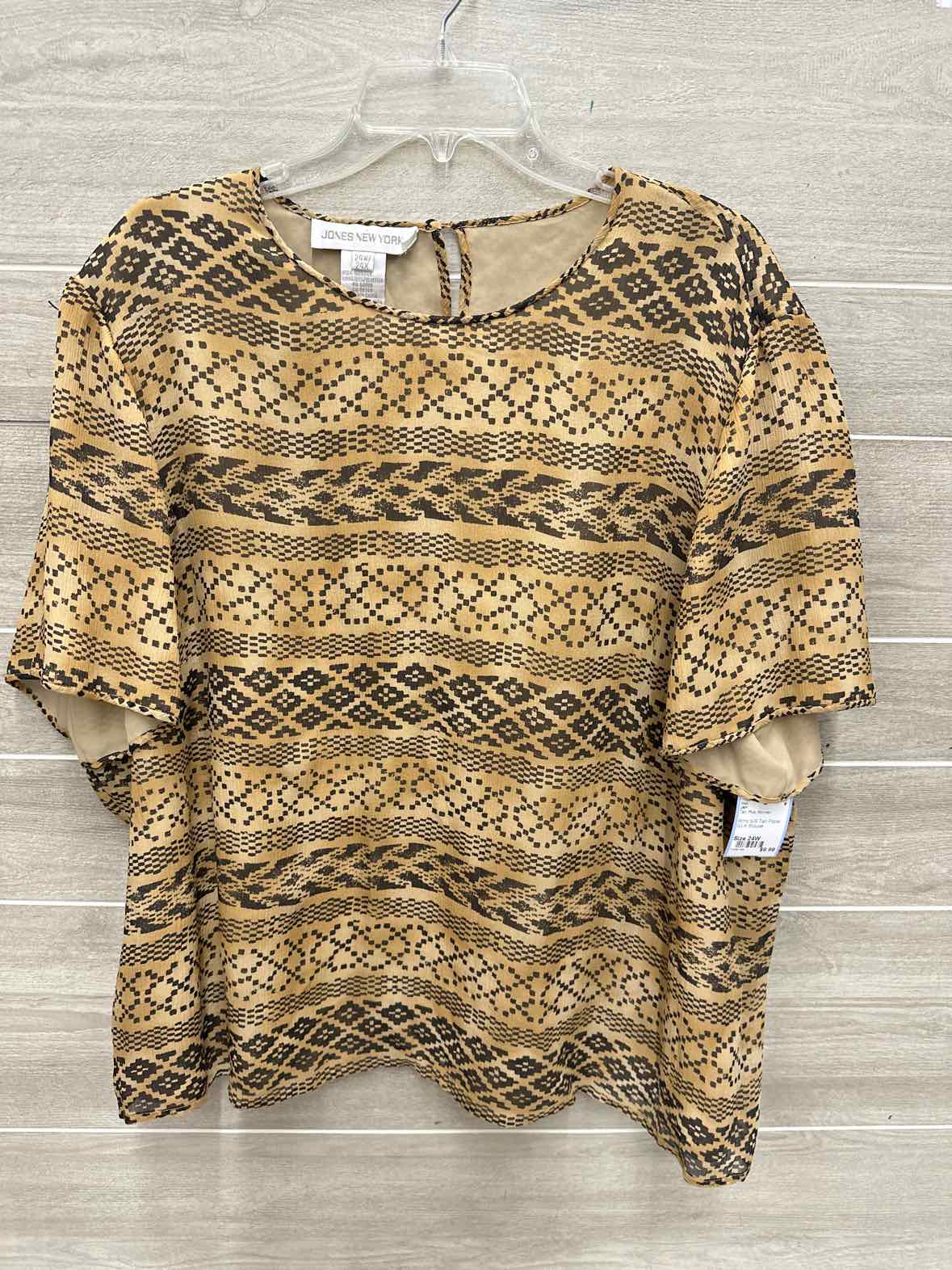 JNY Size 24W Tan Plus Shirt