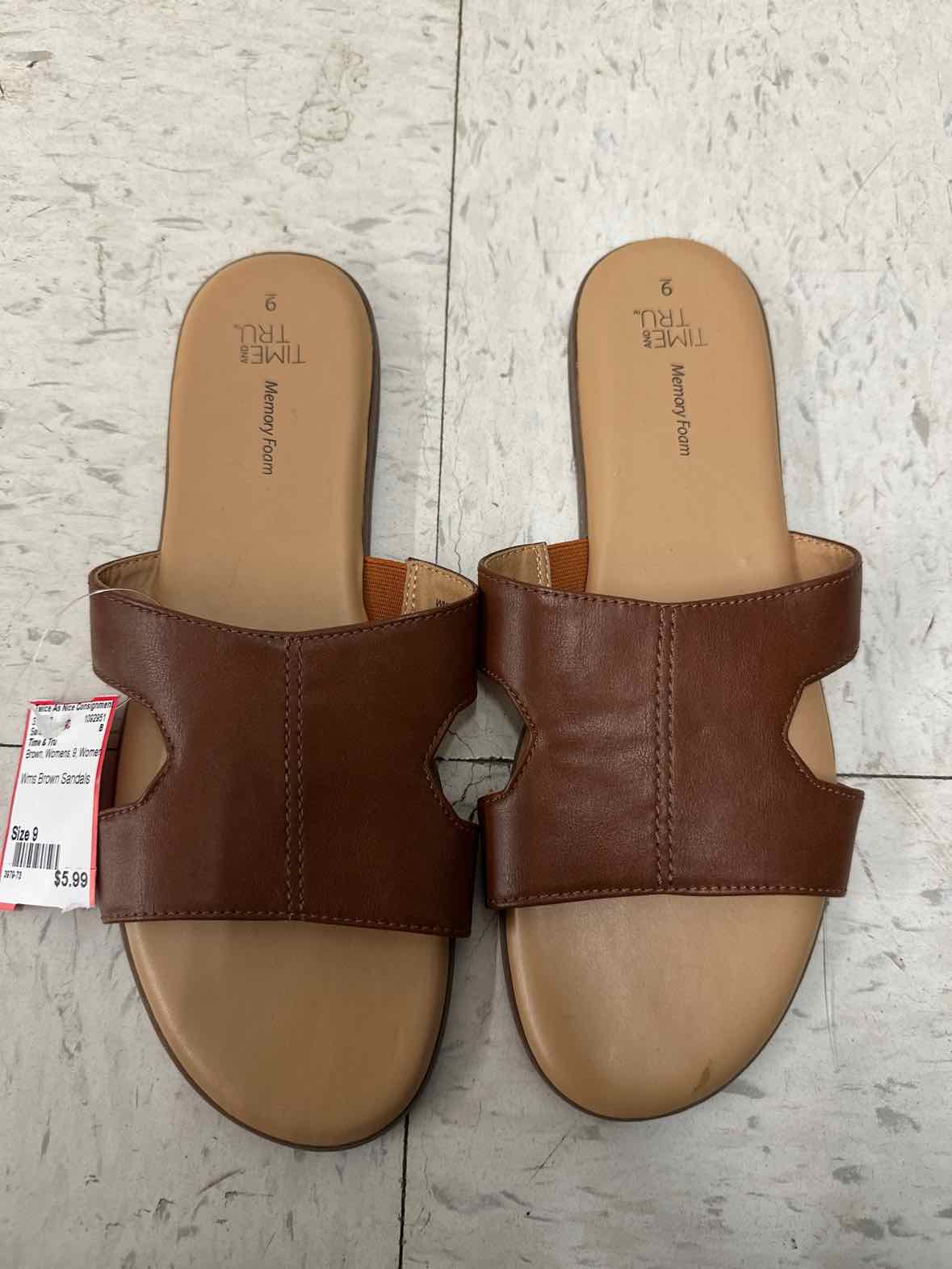 9 Time & Tru Brown Womens Women Size 9 Sandals