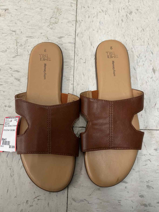 9 Time & Tru Brown Womens Women Size 9 Sandals