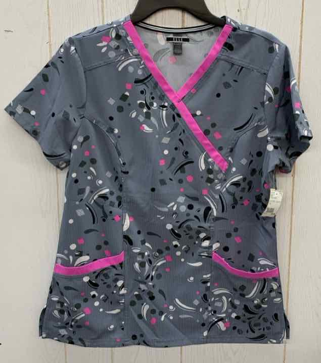 ELLE Gray Womens Size Small Scrub Top