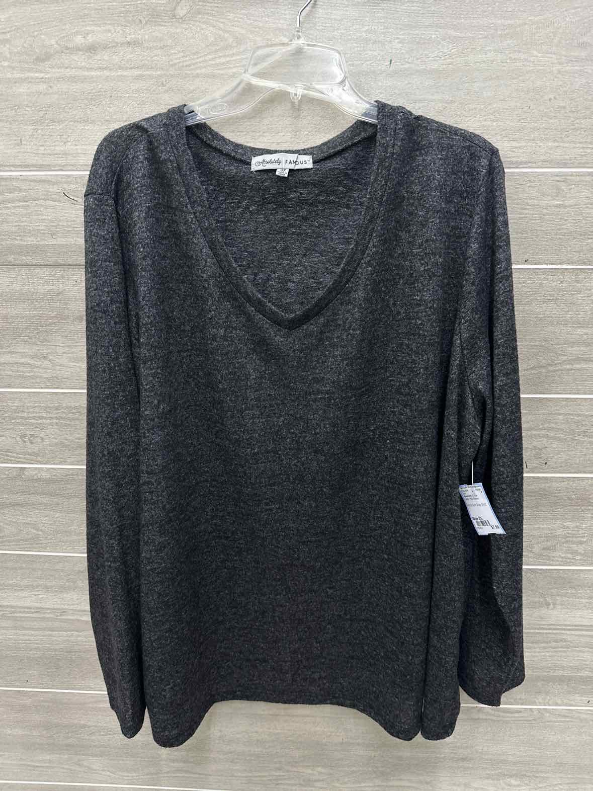Absolutely Famous Size 3X Gray Plus Shirt