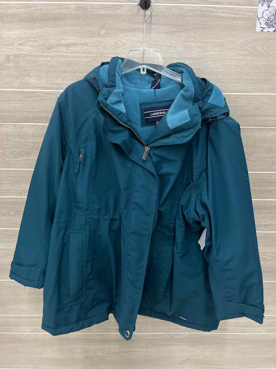 Lands End Teal Womens Women Size 3XP Jacket (Outdoor)
