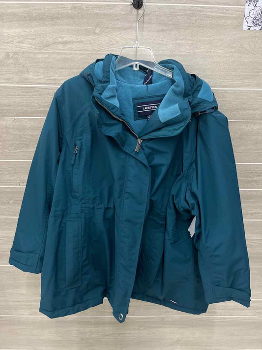 Lands End Teal Womens Women Size 3XP Jacket (Outdoor)