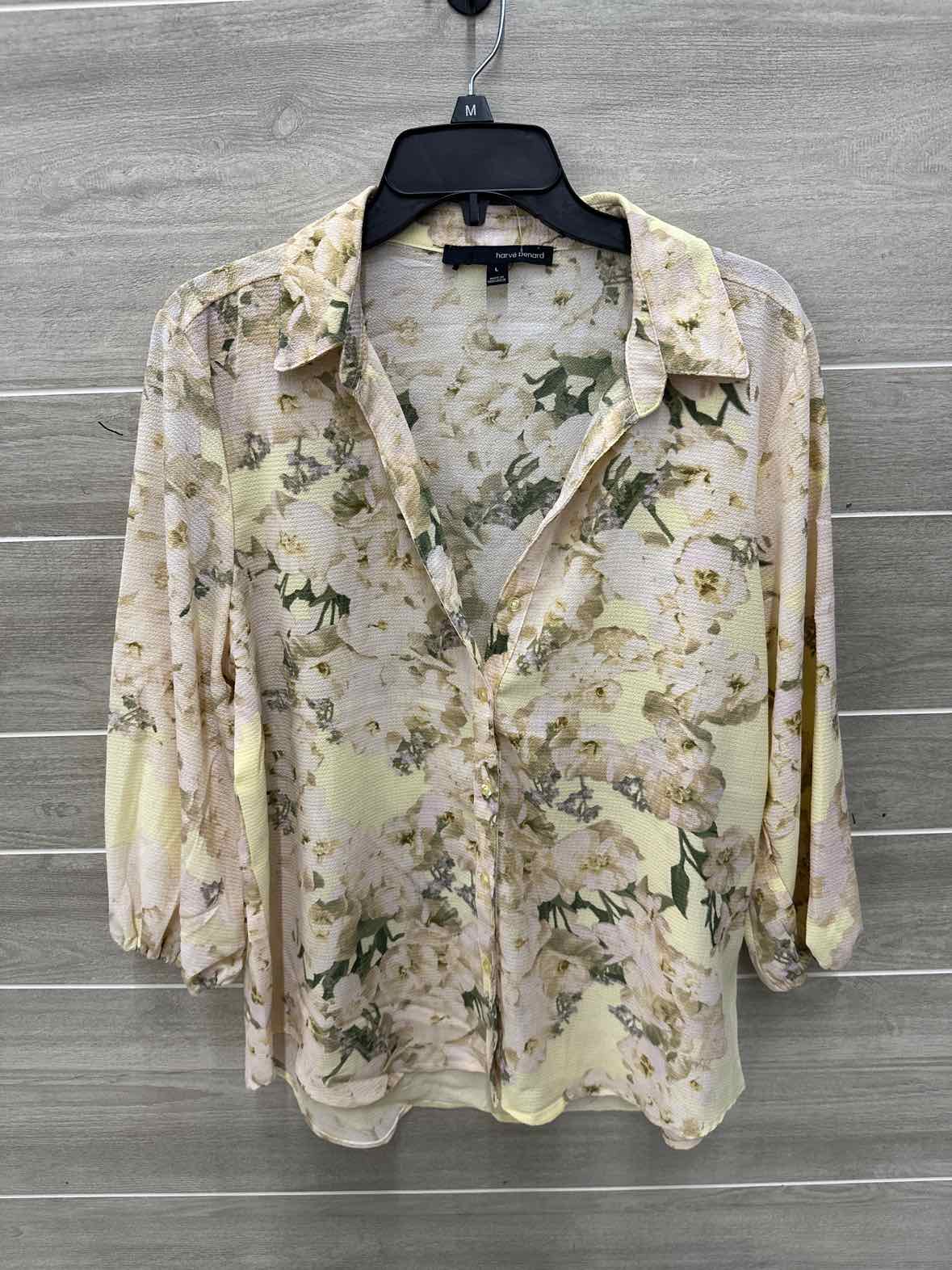 Harve Bernard Yellow Womens Women Size L Shirt