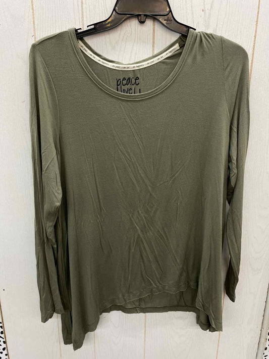 Peace Love World Olive Womens Size L/XL Shirt