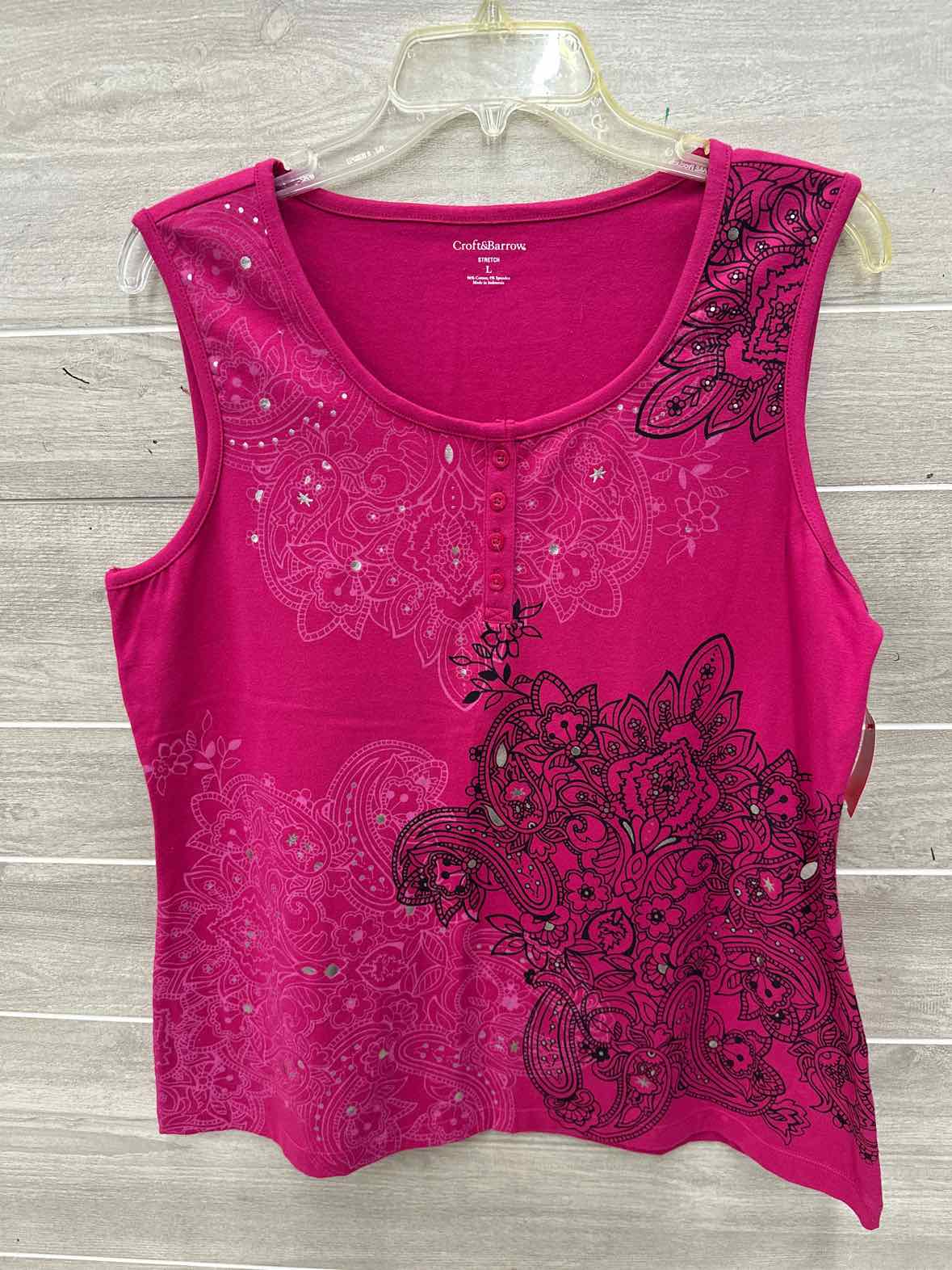 Croft & Barrow Size L Pink Womens Tank Top