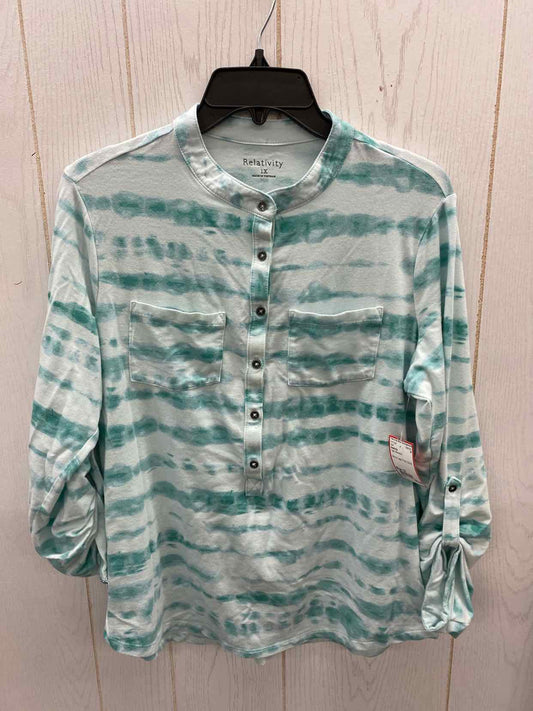 Relativity Teal Womens Size 1X Shirt