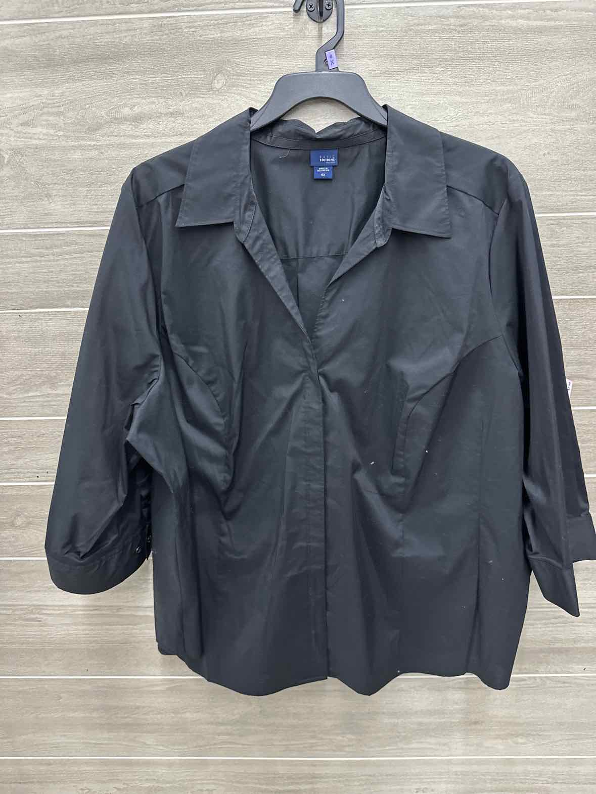 Basic Editions Size 4X Black Plus Shirt