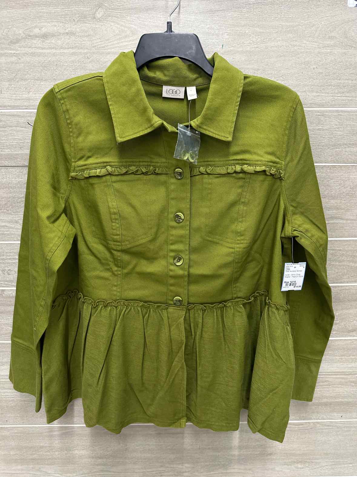 LOGO Size 14/16 Olive Womens Blazer