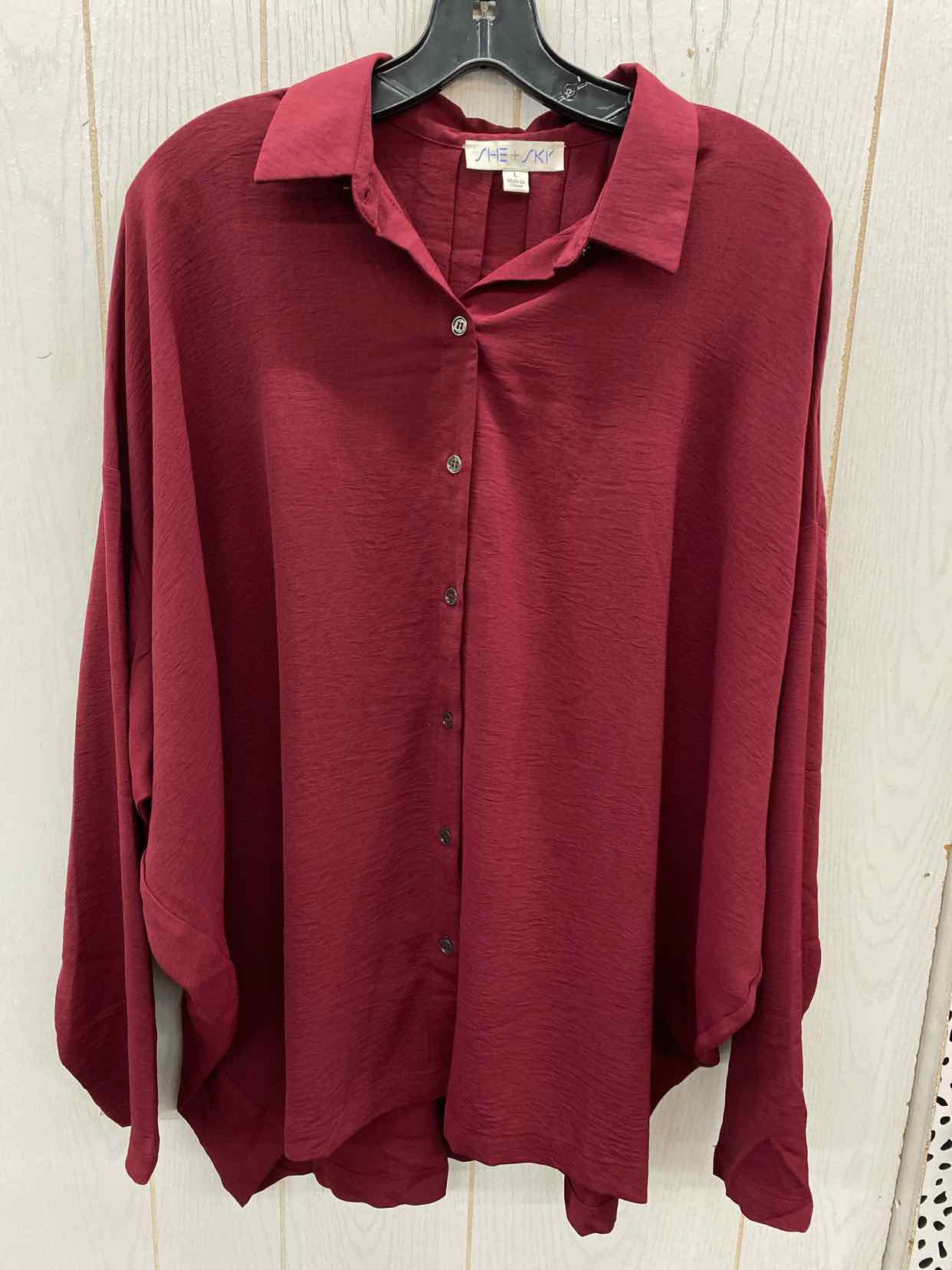 She & Sky Burgundy Womens Size L/XL Shirt