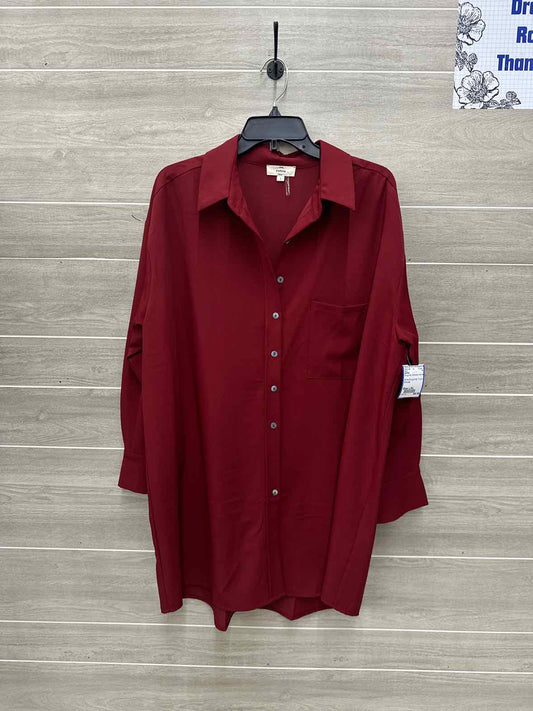 ENTRO Size L/XL Burgundy Womens Shirt