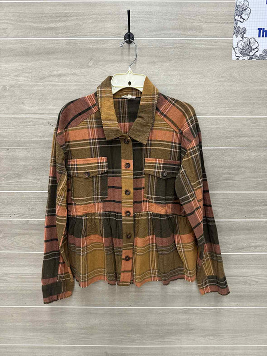 Mystree Size L Olive Womens Shirt