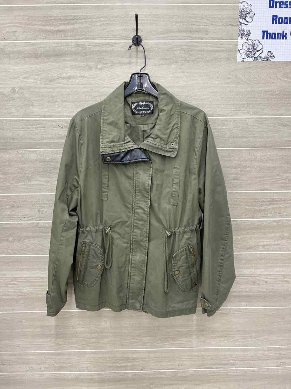 Ambiance Apparel Size 1X Olive Plus Jacket (Outdoor)