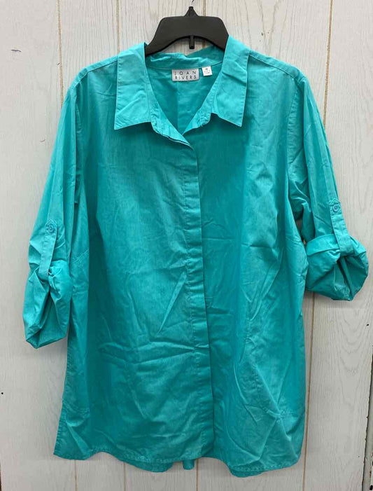 Joan Rivers Teal Womens Size 1X Shirt