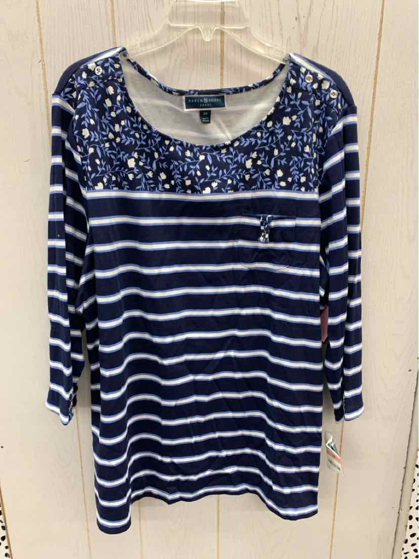 Karen Scott Blue Womens Size 2X Shirt