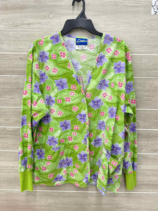 Crest Green Womens Women Size M Scrub Top