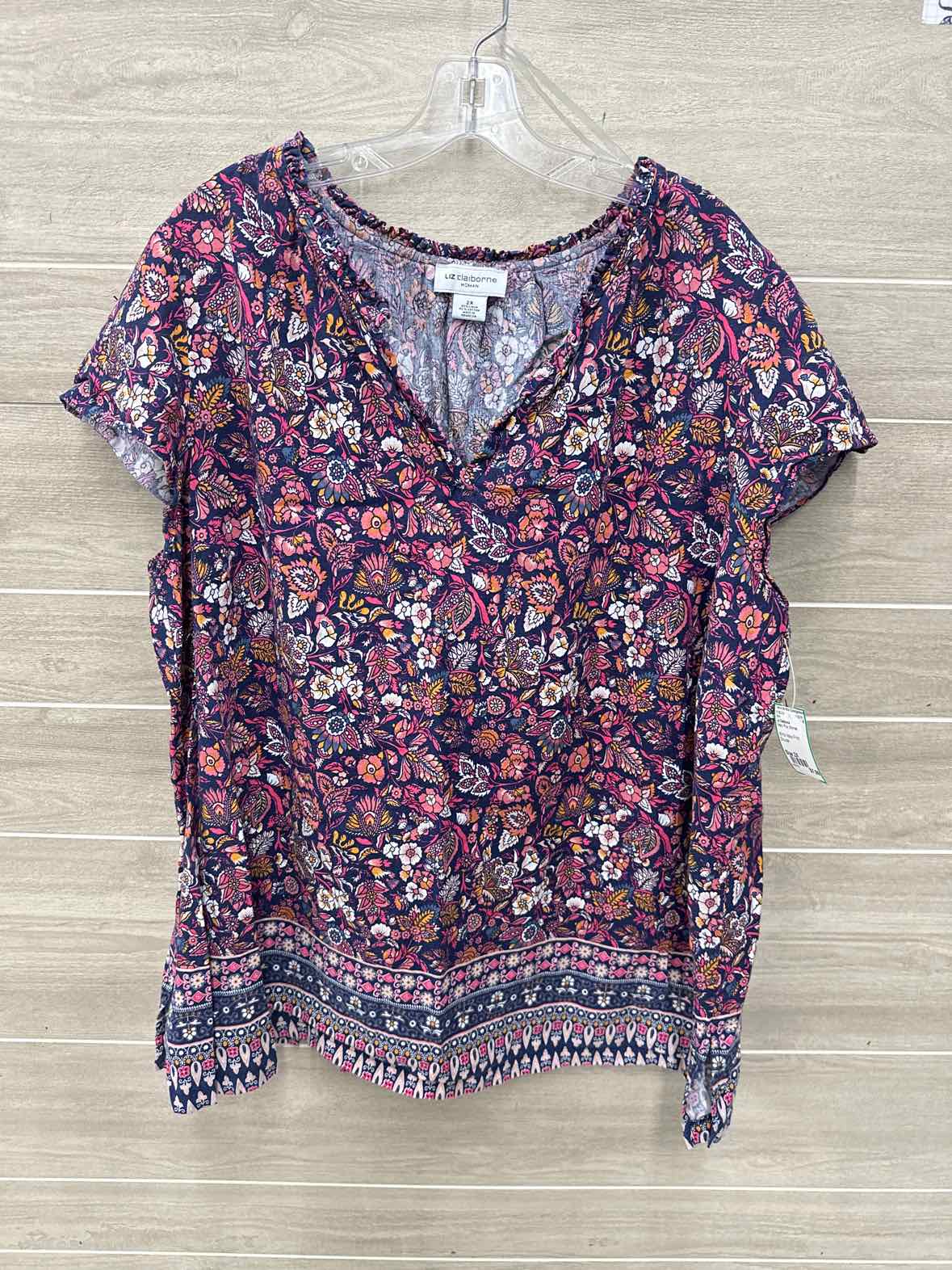 Liz Claiborne Size 2X Navy Plus Shirt