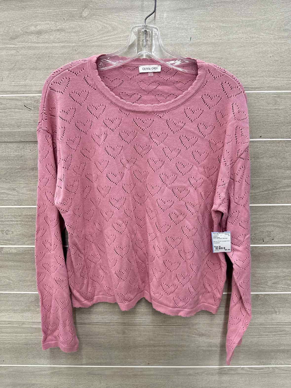 Olivia Grey Size M Pink Womens Sweater