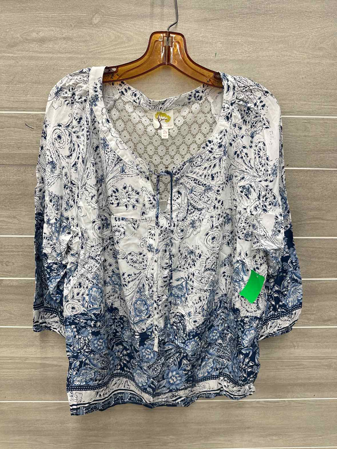 Fig & Flower Size 2X White Plus Shirt