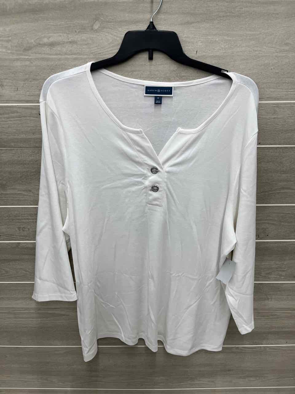 Karen Scott Size 3X White Plus Shirt