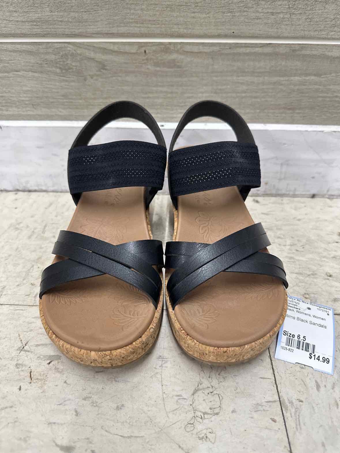 Skechers US Shoe Size 6.5 Black Womens Sandals