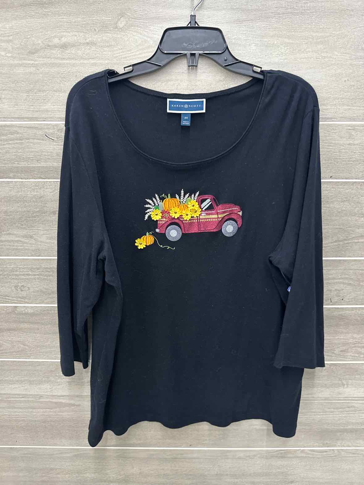 Karen Scott Size 2X Black Plus Shirt