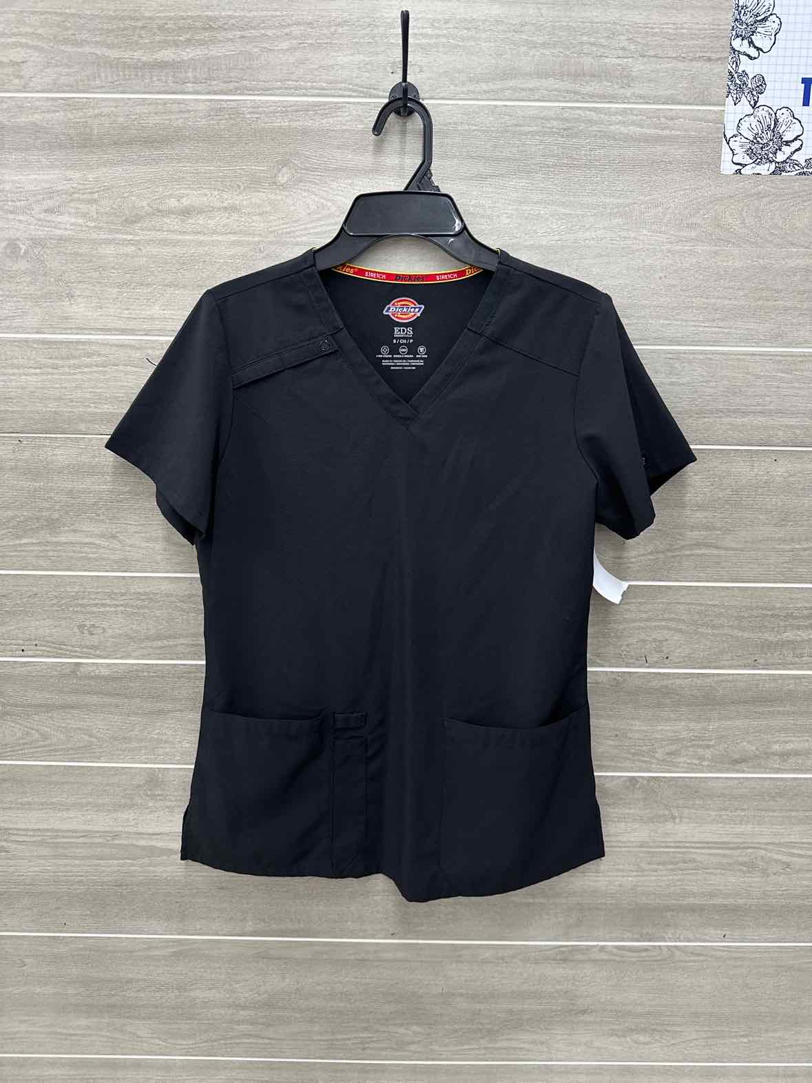 Dickies Size S Black Womens Scrub Top
