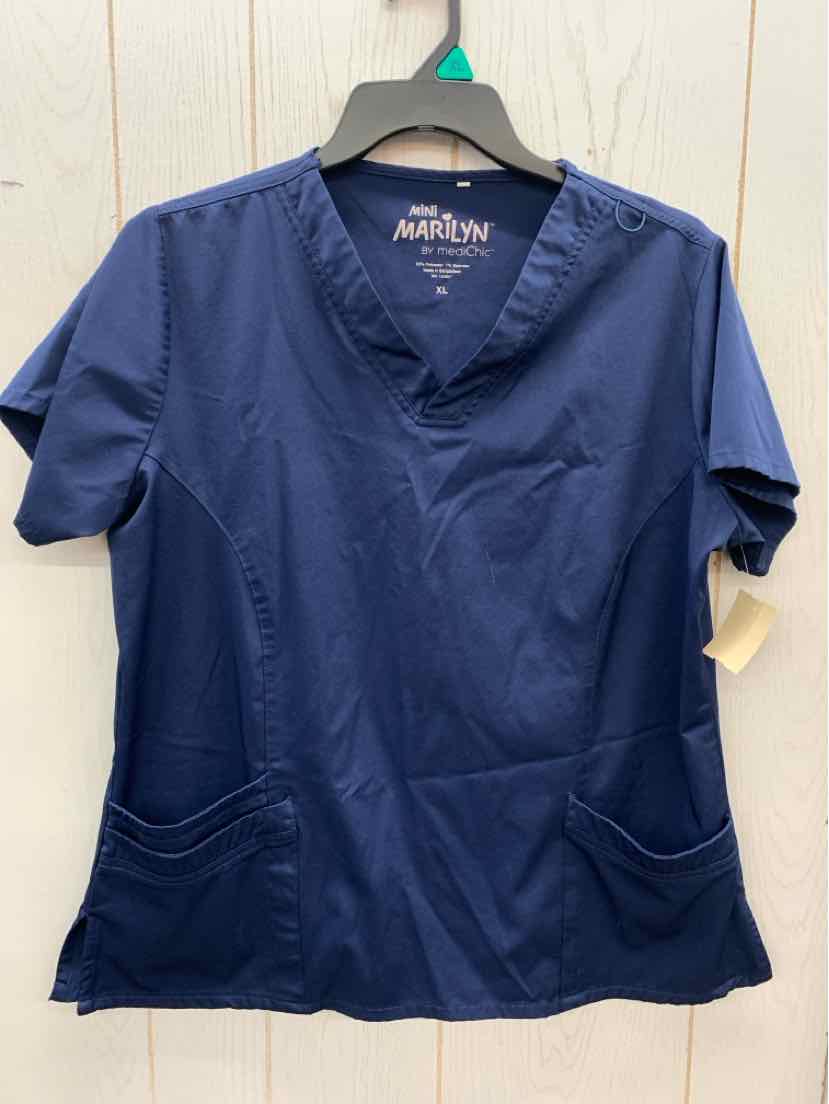 Mini Marilyn Navy Womens Size XL Scrub Top