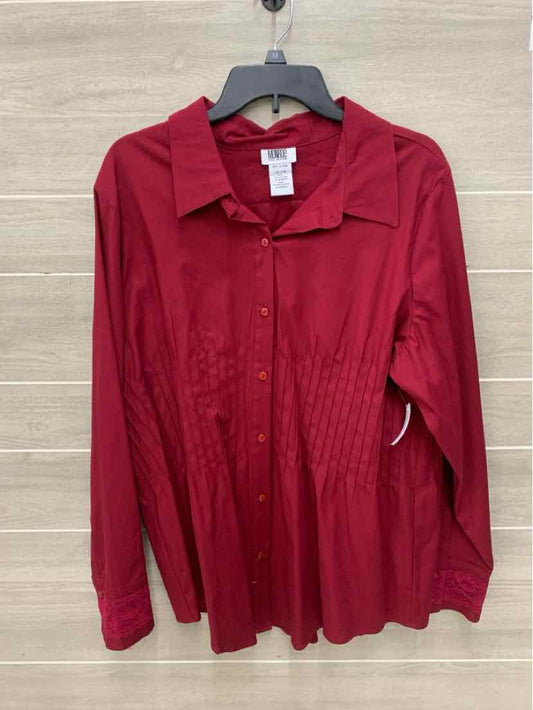 Monroe & Main Burgundy Womens Size 18W Shirt