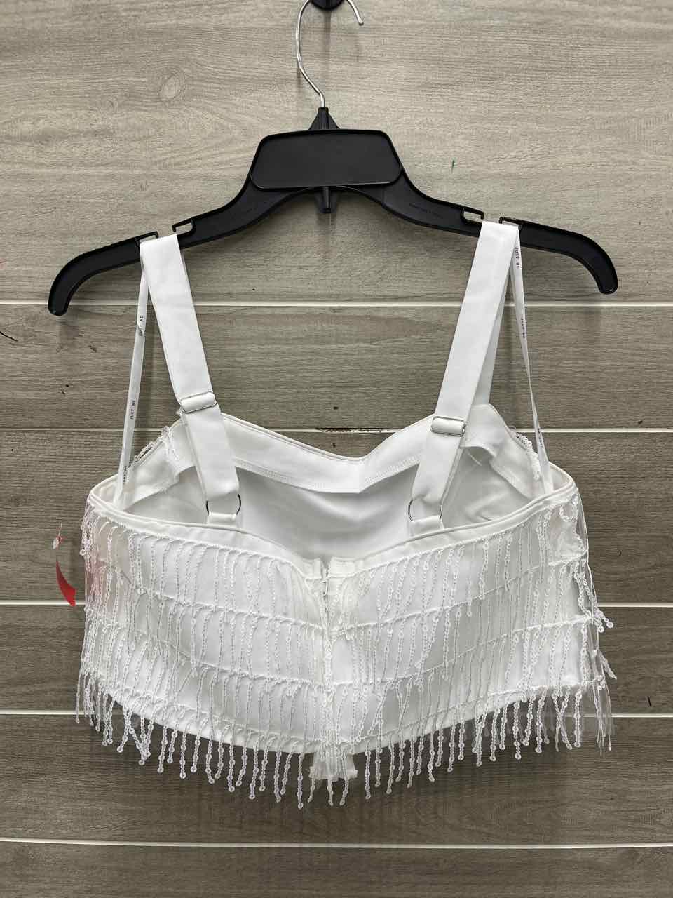 just me Size M White Junior Tank Top