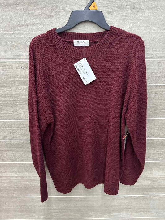 Zenana Size L Burgundy Womens Sweater