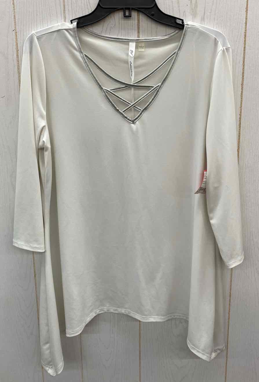 NY Collection Cream Womens Size L Shirt